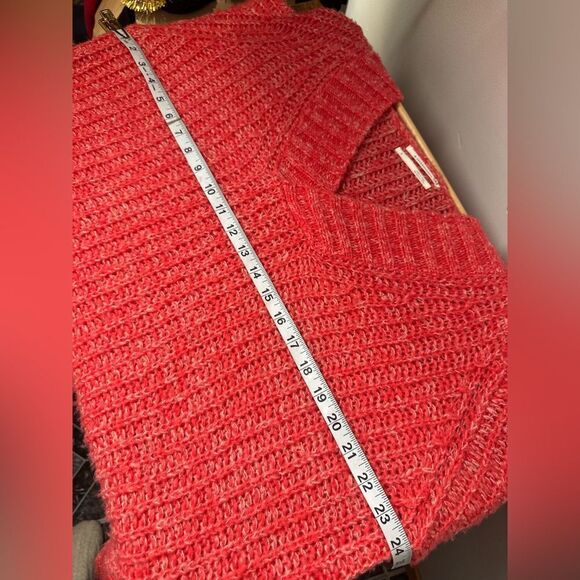 Anthropologie Womens Honore Wool Blend Ribbed V-Neck Sweater Size S red pink - Picture 14 of 16